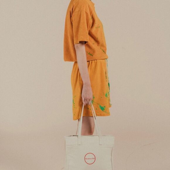 WOODROSE Deli vintage mustard oversized tee with raw edges & raglan sleeves SZ S - Picture 2 of 12